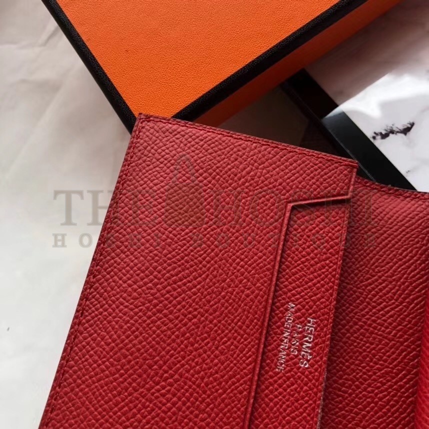 H**me5 Bearn Mini Wallet In Red Epsom Leather Master Quality