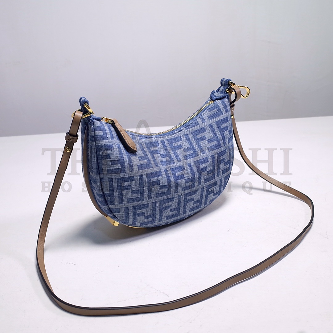 F**diGRAPHY light blue FF denim fabricmini bag Master Quality