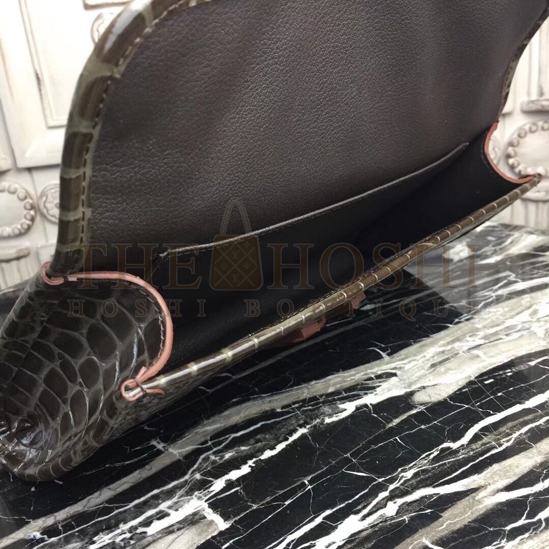 H**me5 Jige Elan 29 Clutch In Chocolate Crocodile Leather Master Quality