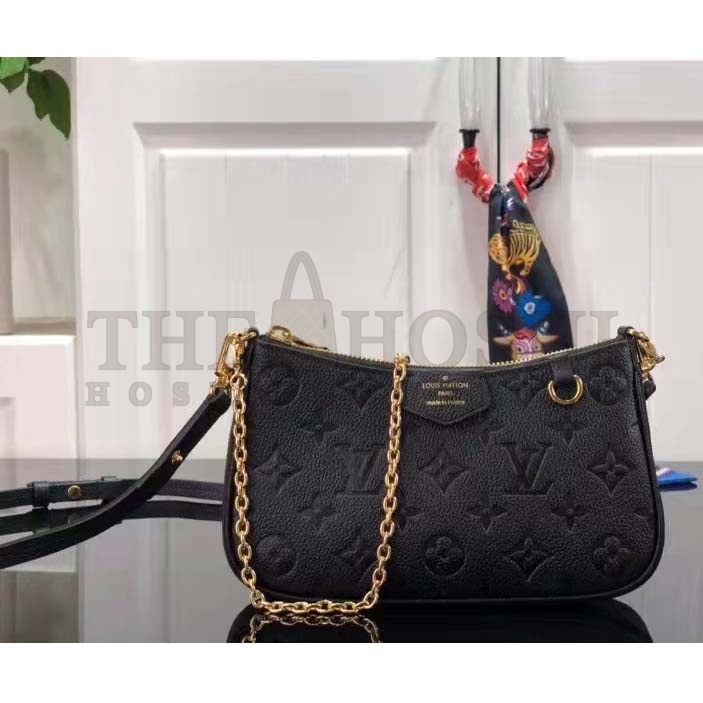 L0vis Vvtt0n LV Women Easy Pouch On Strap Black Monogram S*pple Grained Cowhide Master Quality