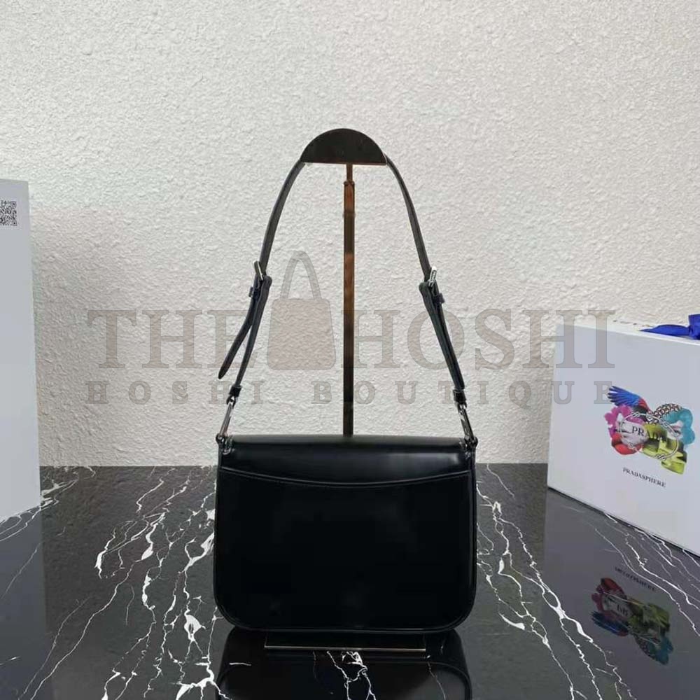 Pra*a Women Brushed Leather Shoulder Bag-Black Master Quality