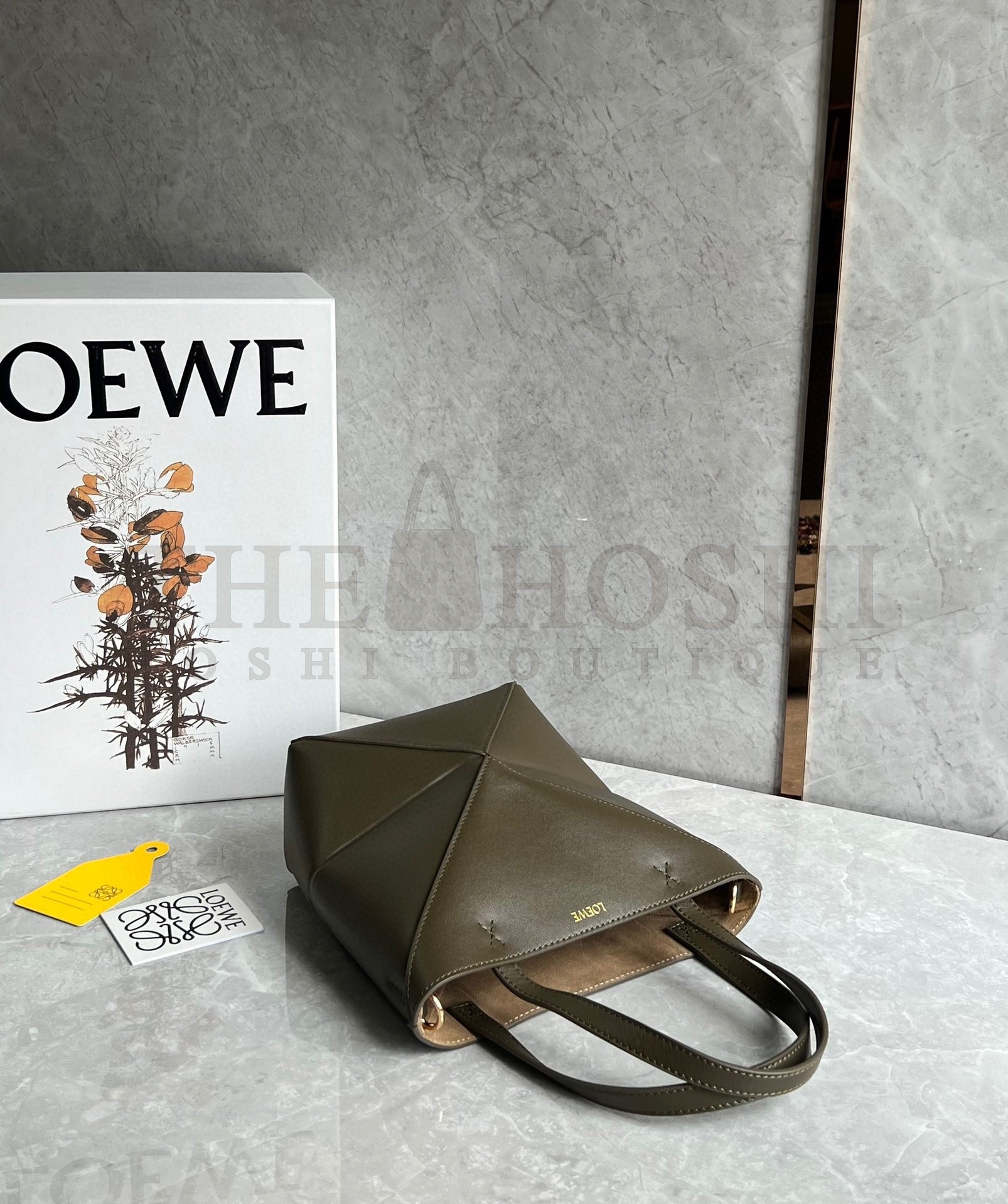 L0ew* Mini Puzzle Fold Tote Bag in Dark Green Calfskin Master Quality
