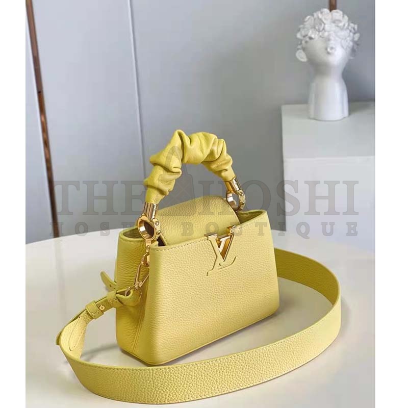 L0vis Vvtt0n LV Women Capucines Mini Handbag Yellow Taurillon Calfskin Master Quality