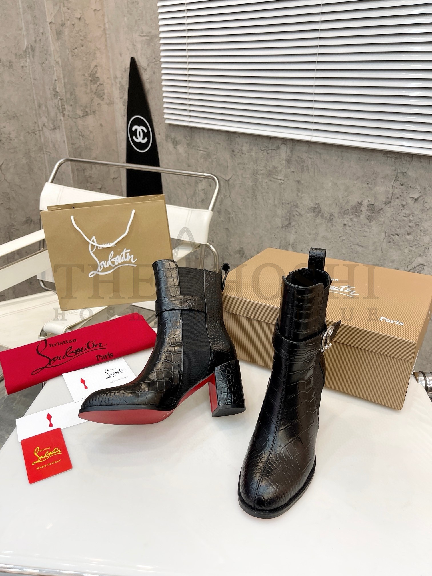 Chr1st1an Louboutin CL Chelsea Ankle Boots 70MM in Alligator Embossed Leather Master Quality