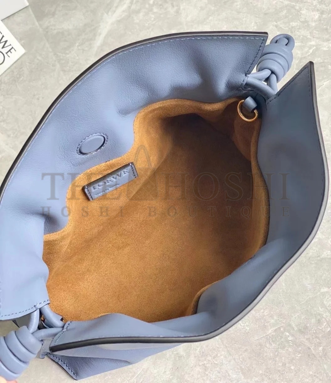 L0ew* Mini Flamenco Clutch Bag In Atlantic Blue Calfskin Master Quality