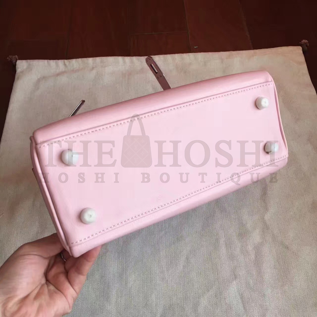 H**me5 Swift Kelly 25cm Retourne Handmade Rose Dragee Bag Master Quality