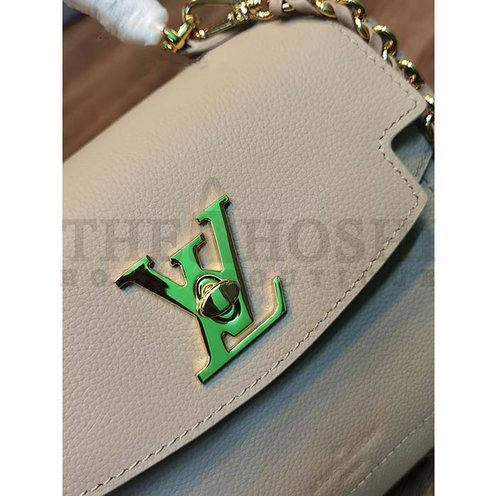 L0vis Vvtt0n LV Women Lockme Ever Mini Handbag Greige Grained Calf Leather Master Quality