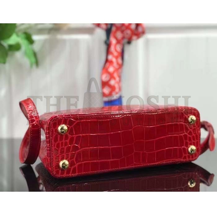 L0vis Vvtt0n LV Women Capucines BB Handbag Red Crocodilien Brillant Savoir Faire Master Quality