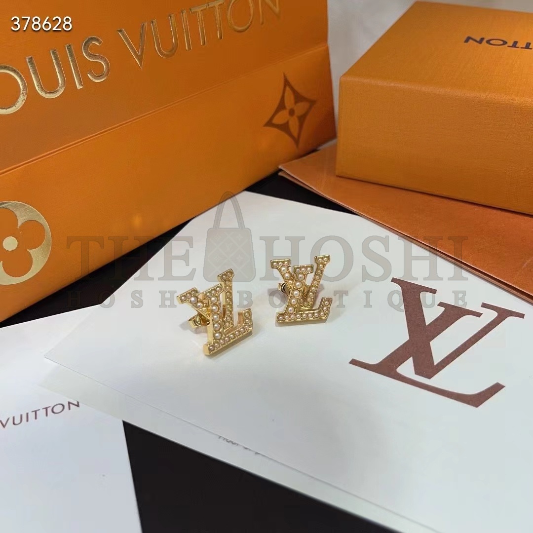 L0vis Vvtt0n Women LV Iconic Pearls Earrings Metal Gold-Color Finish White Resin Pearls Enamel Master Quality