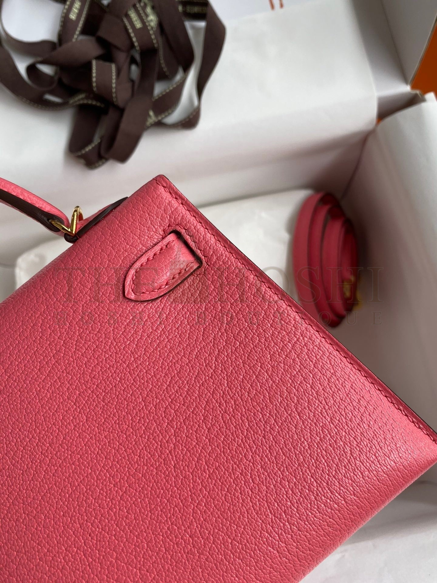 H**me5 Kelly Mini II Sellier Handmade Bag In Rose Lipstick Chevre Mysore Leather Master Quality