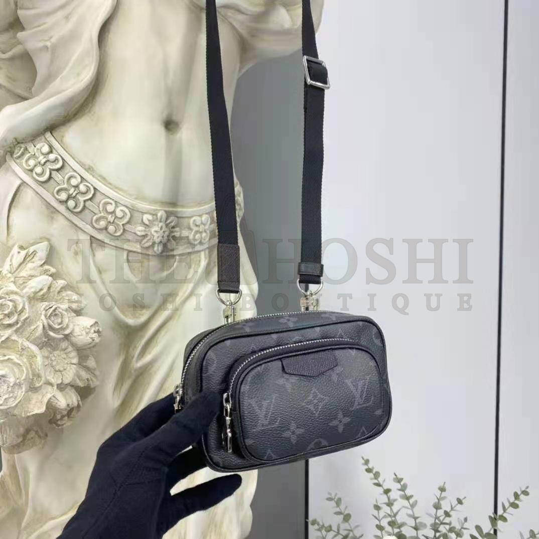 L0vis Vvtt0n LV Men Outdoor Pouch Taigarama Noir Black Coated Canvas Cowhide Leather Master Quality