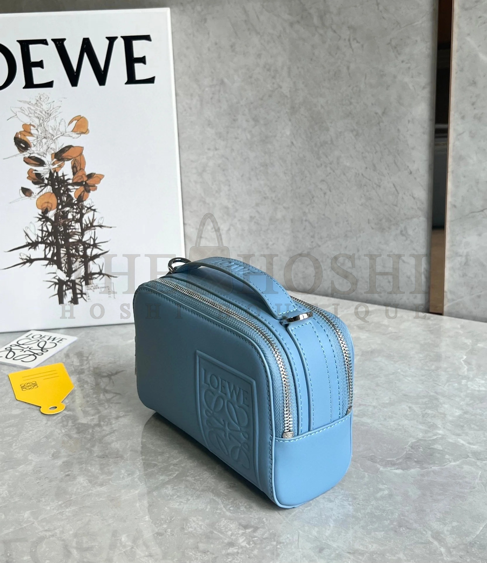 L0ew* Mini Camera Crossbody Bag in Blue Calfskin Master Quality