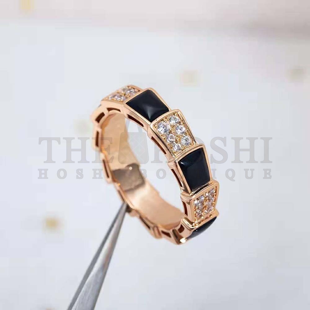 Bv1g*ai Women Serpenti Viper Band Ring in 18 KT Rose Gold-Black Master Quality