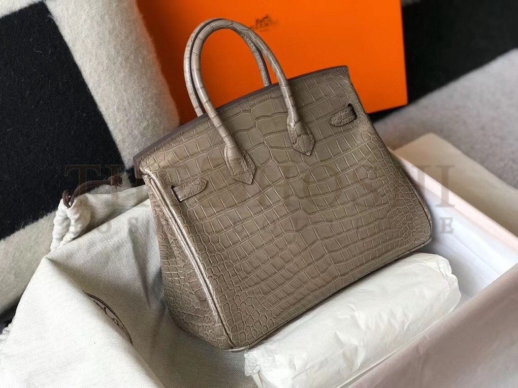 H**me5 Birkin 25cm Bag In Taupe Embossed Crocodile Leather Master Quality