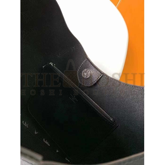 L0vis Vvtt0n LV Women Carmel Hobo Bag Black Mahina Perforated Calf Leather Master Quality