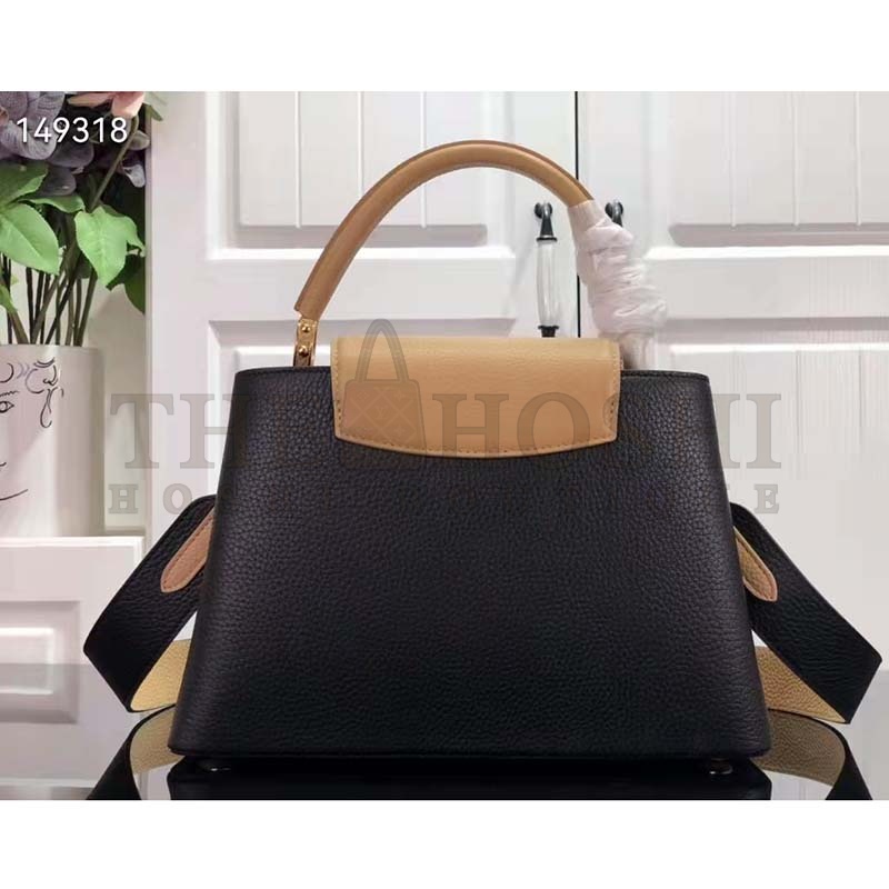 L0vis Vvtt0n LV Women Capucines MM Handbag Black Gold Arizona Taurillon Leather Master Quality