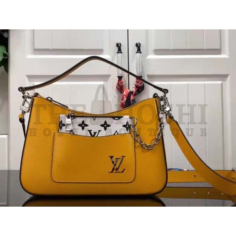 L0vis Vvtt0n LV Women Marelle Handbag Yellow Epi Grained Cowhide Leather Canvas Master Quality