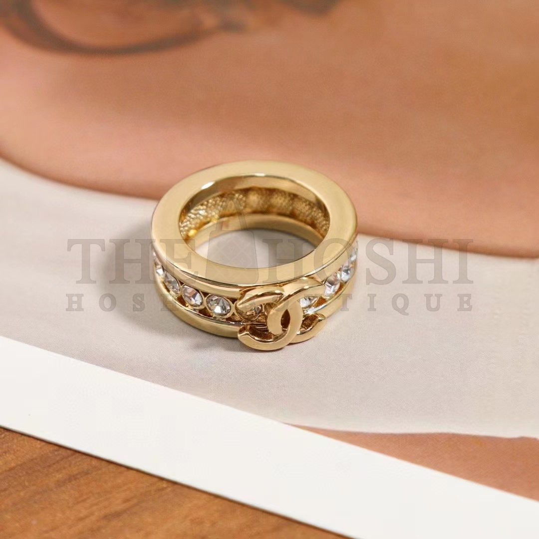 Ch**el Women CC Ring Metal Strass Gold Crystal Master Quality