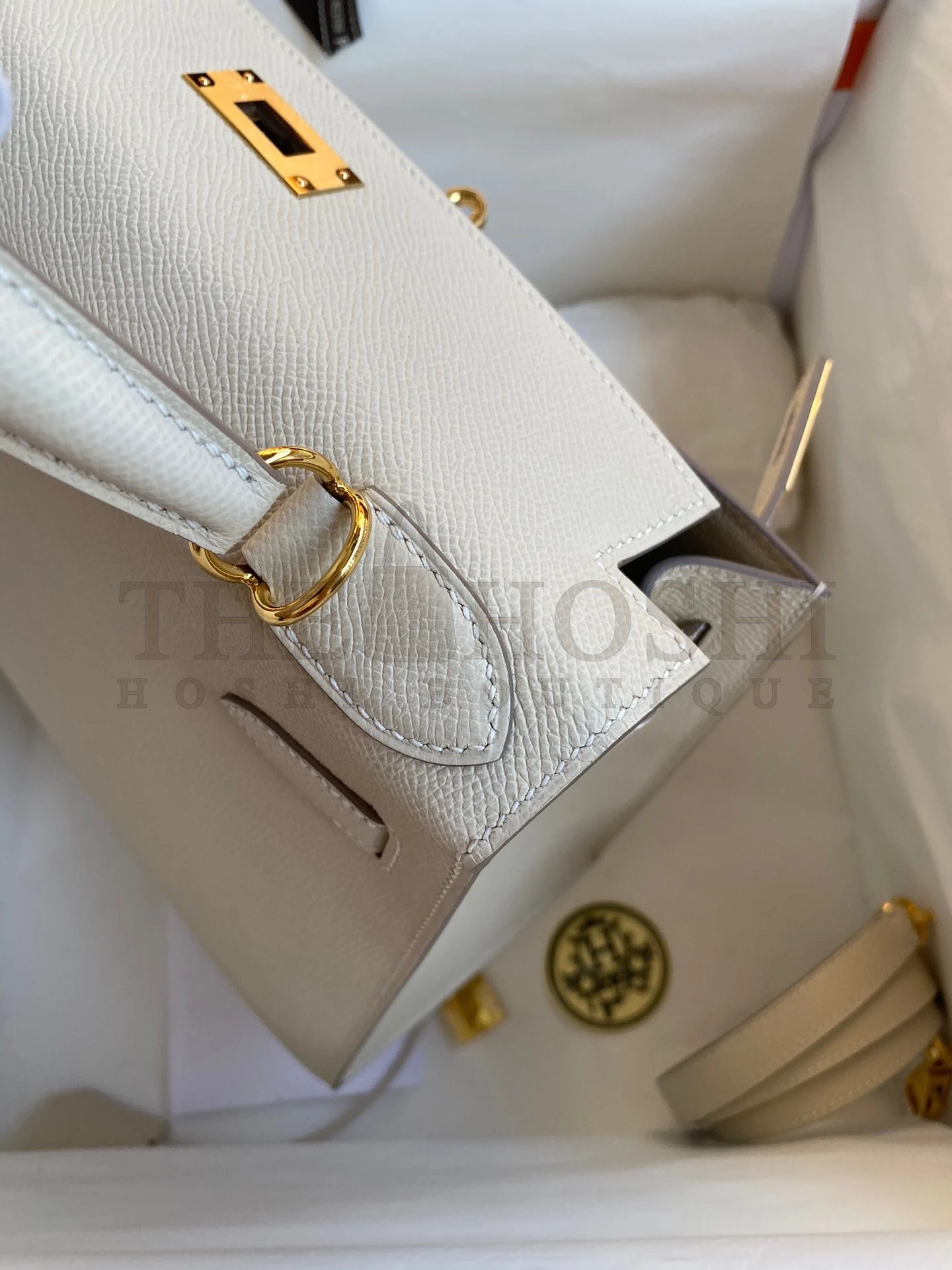 H**me5 Kelly Sellier 28 Handmade Bag In Craie Epsom Calfskin Master Quality