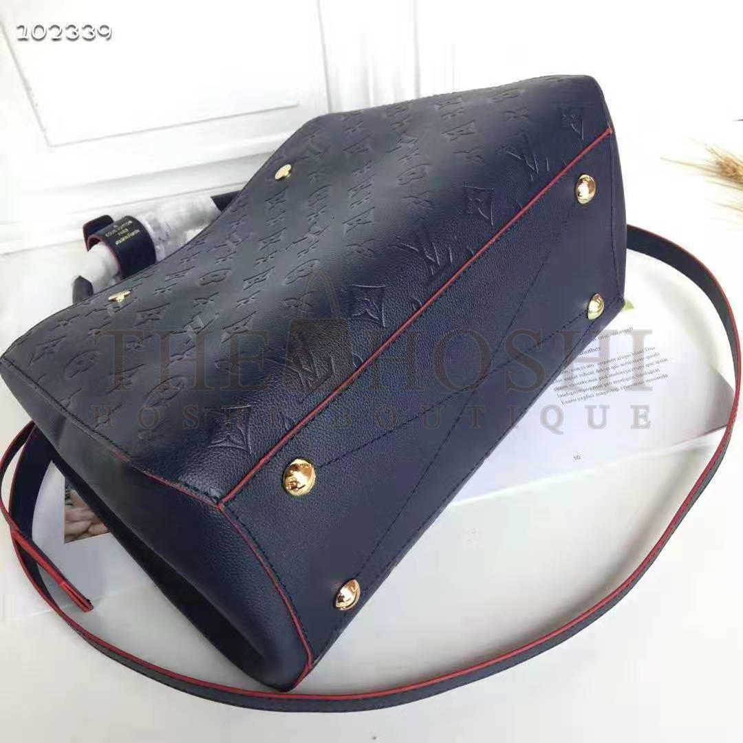 L0vis Vvtt0n LV Women Montaigne MM Handbag Monogram Empreinte Leather-Navy Master Quality