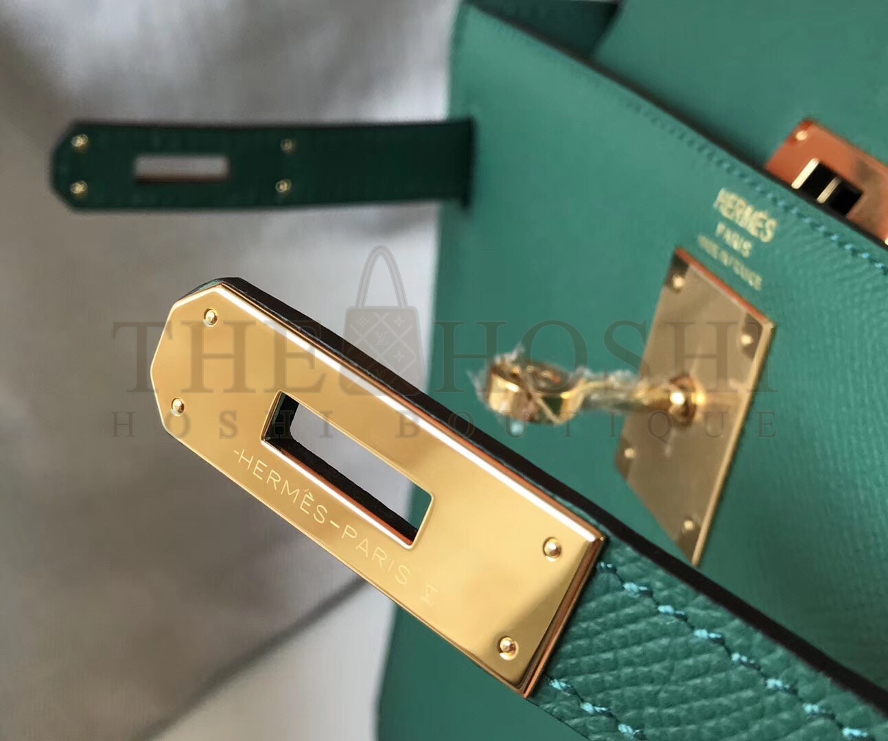 H**me5 Kelly 28cm Sellier Bag In Malachite Epsom Leather Master Quality