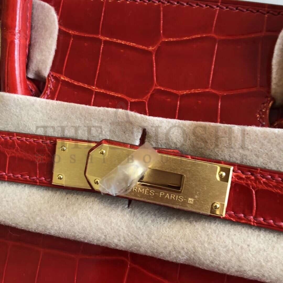 H**me5 Red Birkin 30cm Crocodile Niloticus Shiny Bag Master Quality