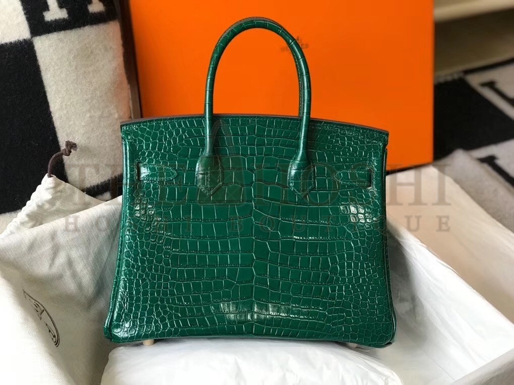H**me5 Birkin 30cm Bag In Green Embossed Crocodile Leather Master Quality