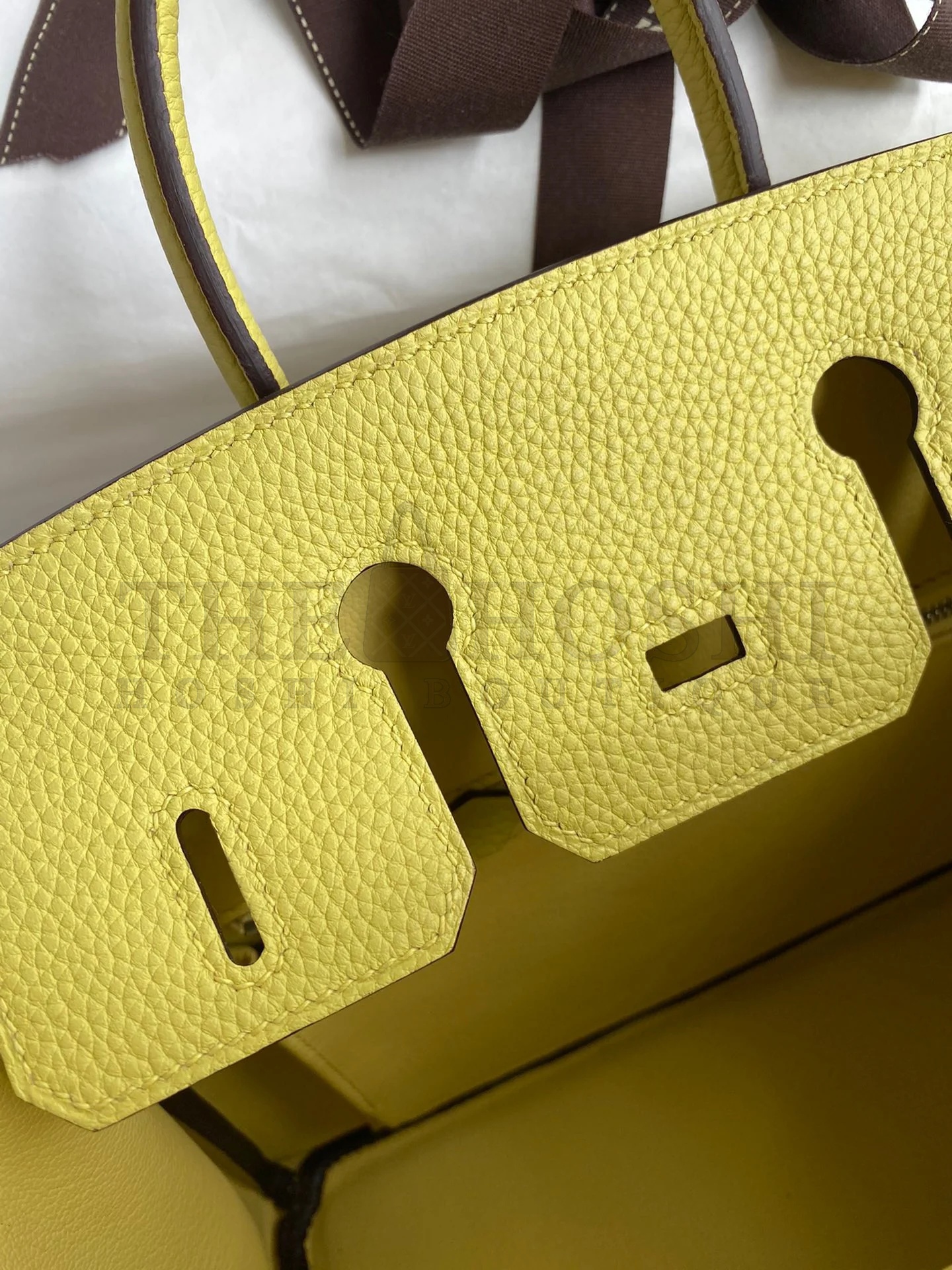 H**me5 Birkin 25 Retourne Handmade Bag In Jaune Poussin Clemence Leather Master Quality