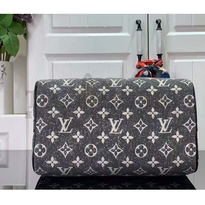 L0vis Vvtt0n LV Women Speedy Bandoulière 25 Handbag Gray Denim Textile Jacquard Master Quality