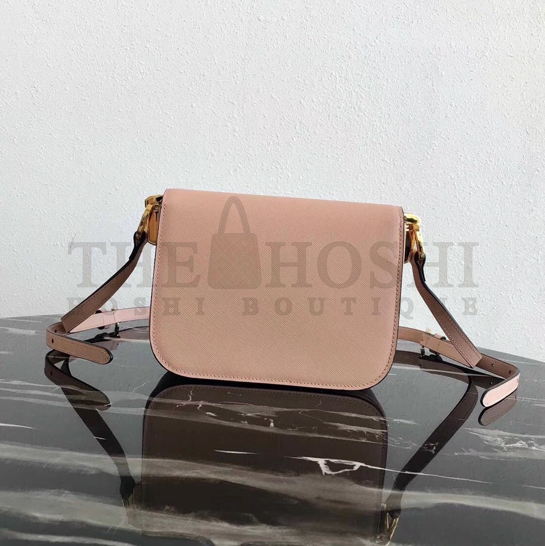 Pra*a Embleme Shoulder Bag In Poudre Saffiano Leather Master Quality