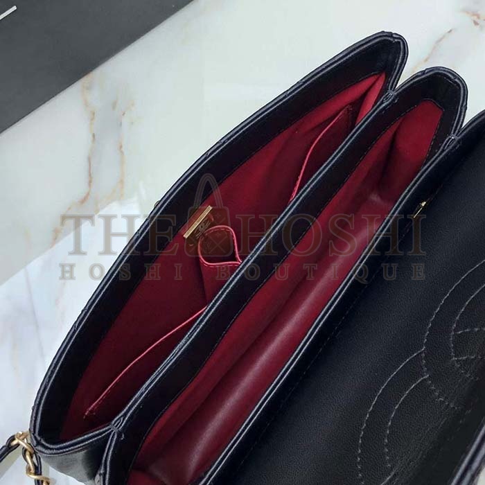 Ch**el Women CC Flap Bag Top Handle Lambskin Gold-Tone Metal Black Master Quality