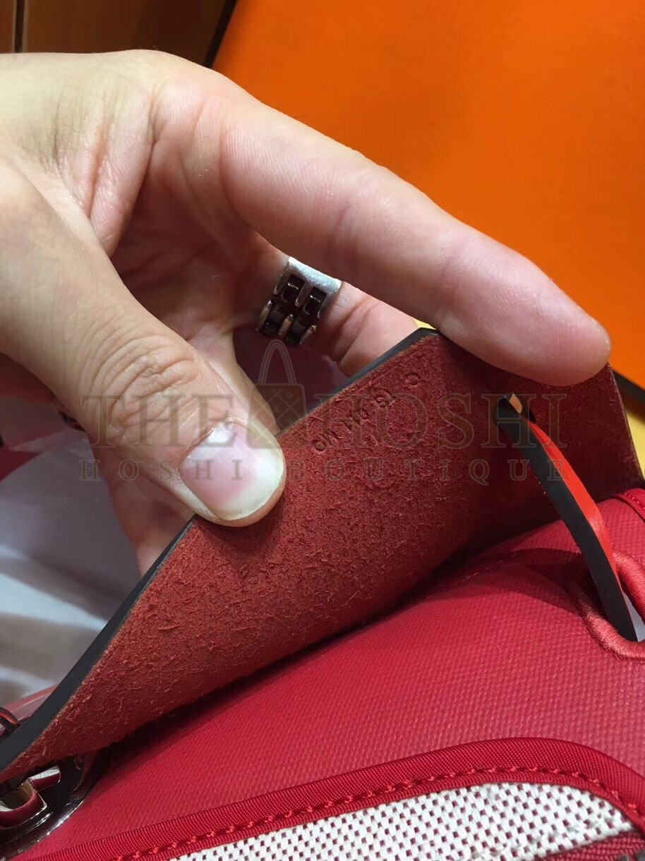 H**me5 Herbag Zip 31cm Bag In Red Toile And Leather Master Quality