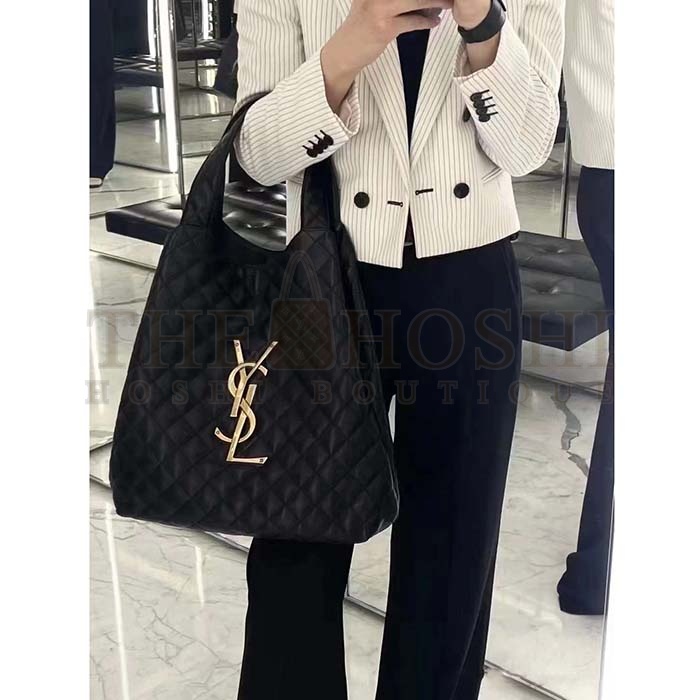 Sa1nt Lau*nt Y51 Women Icare Maxi Shopping Bag Quilted Lambskin Black STYLE ID 698651AAANG1000 Master Quality