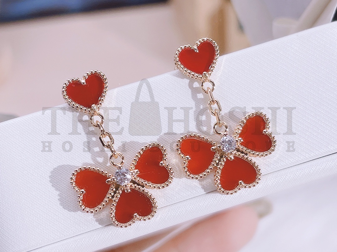 V*n Cl**f & Arpels Four Hearts Stud Earrings, Sweet Alhambra effeuillage earrings Master Quality
