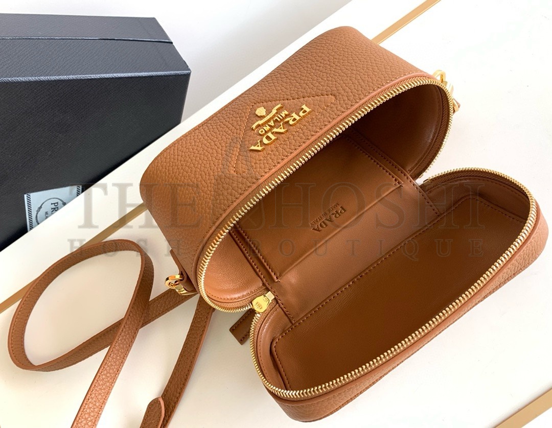 Pra*a Mini Vanity Bag in Brown Grained Leather Master Quality