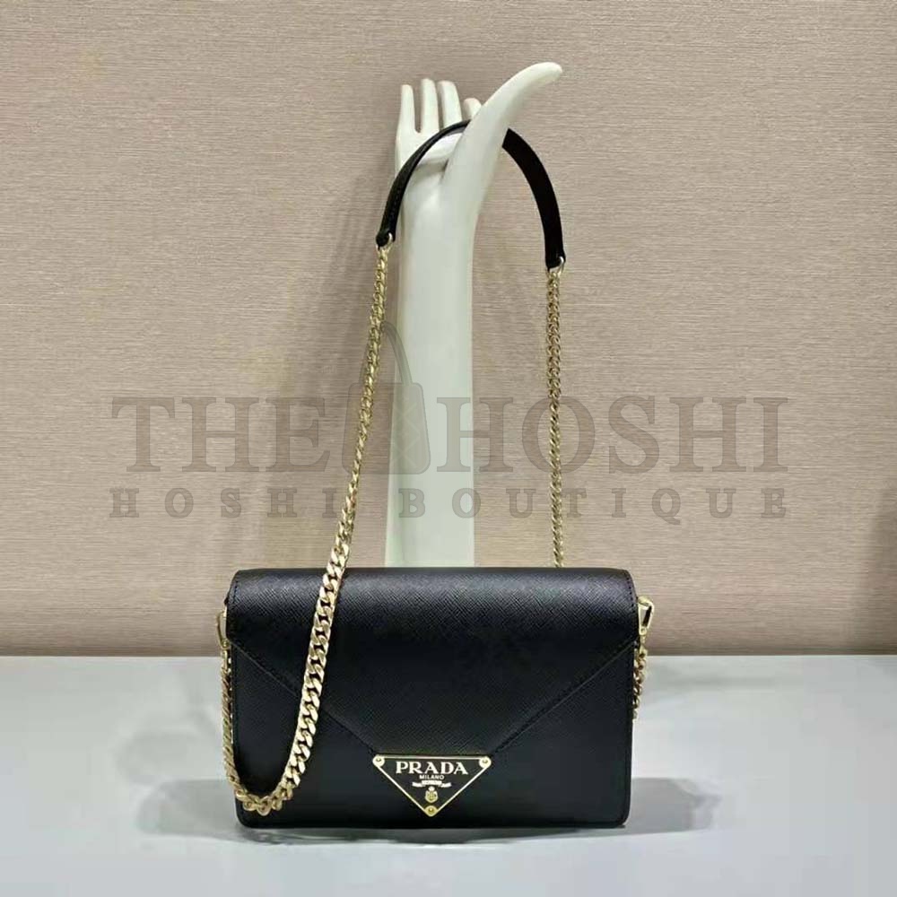 Pra*a Women Saffiano Leather Shoulder Bag-Black Master Quality