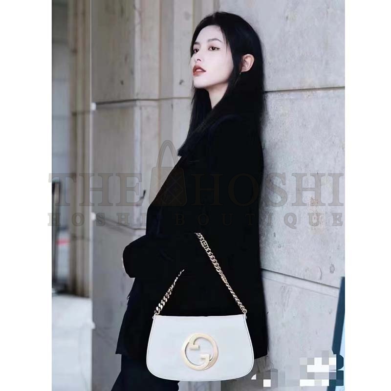 Gvc*1 Women GG Blondie Shoulder Bag White Leather Round Interlocking G Master Quality