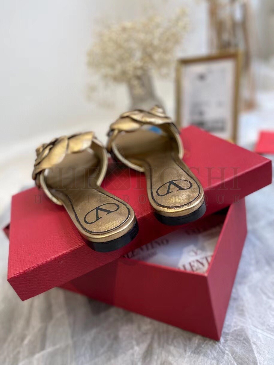 Va1e*ntin0 Atelier Shoes 03 Rose Edition Slides Sandals Gold Master Quality