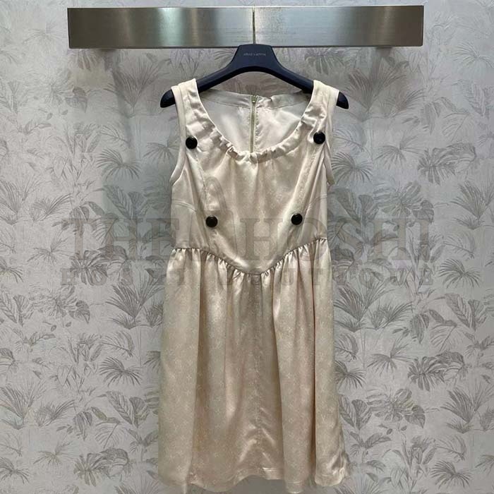 L0vis Vvtt0n LV Women Drawstring Scuba Dress Pinkish Beige Regular Fit 1AFCI8 Master Quality