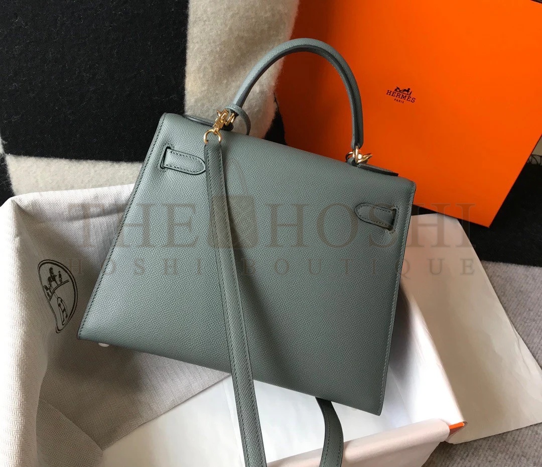 H**me5 Kelly 25cm Sellier Bag in Vert Amande Epsom Calfskin GHW Master Quality