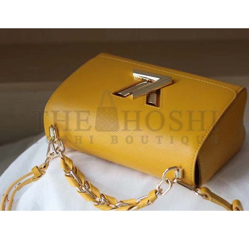 L0vis Vvtt0n LV Women Twist MM Handbag Sunflower Yellow Epi Grained Cowhide Leather Master Quality