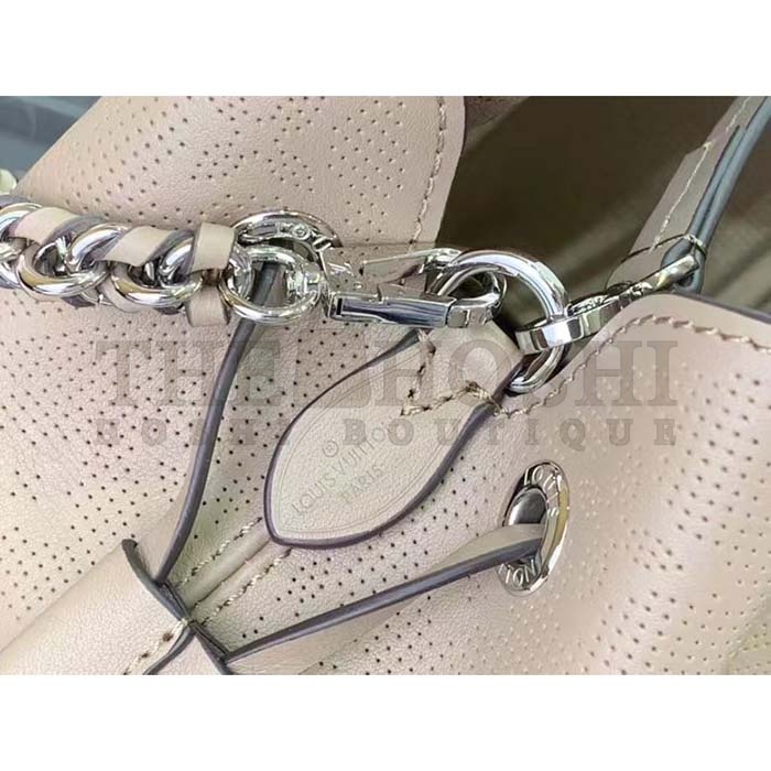 L0vis Vvtt0n LV Women Bella Bucket Bag Gray Mahina Perforated Calfskin Leather Master Quality