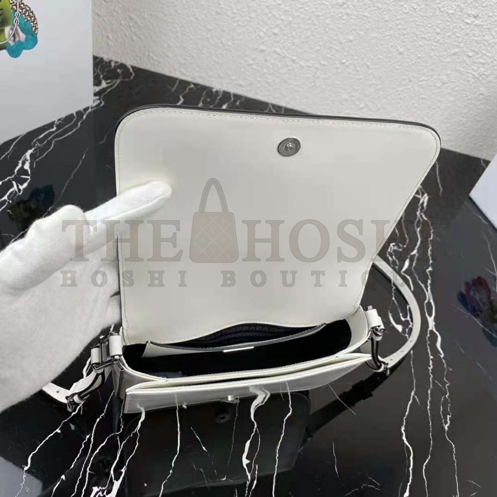 Pra*a Women Brushed Leather Shoulder Bag-White Master Quality