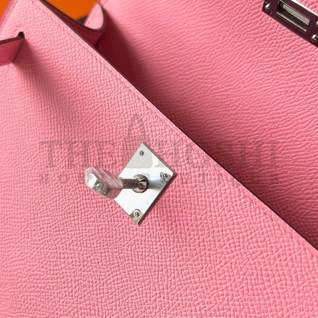 H**me5 Kelly Pochette Handmade Bag In Rose Confetti Epsom Calfskin Master Quality