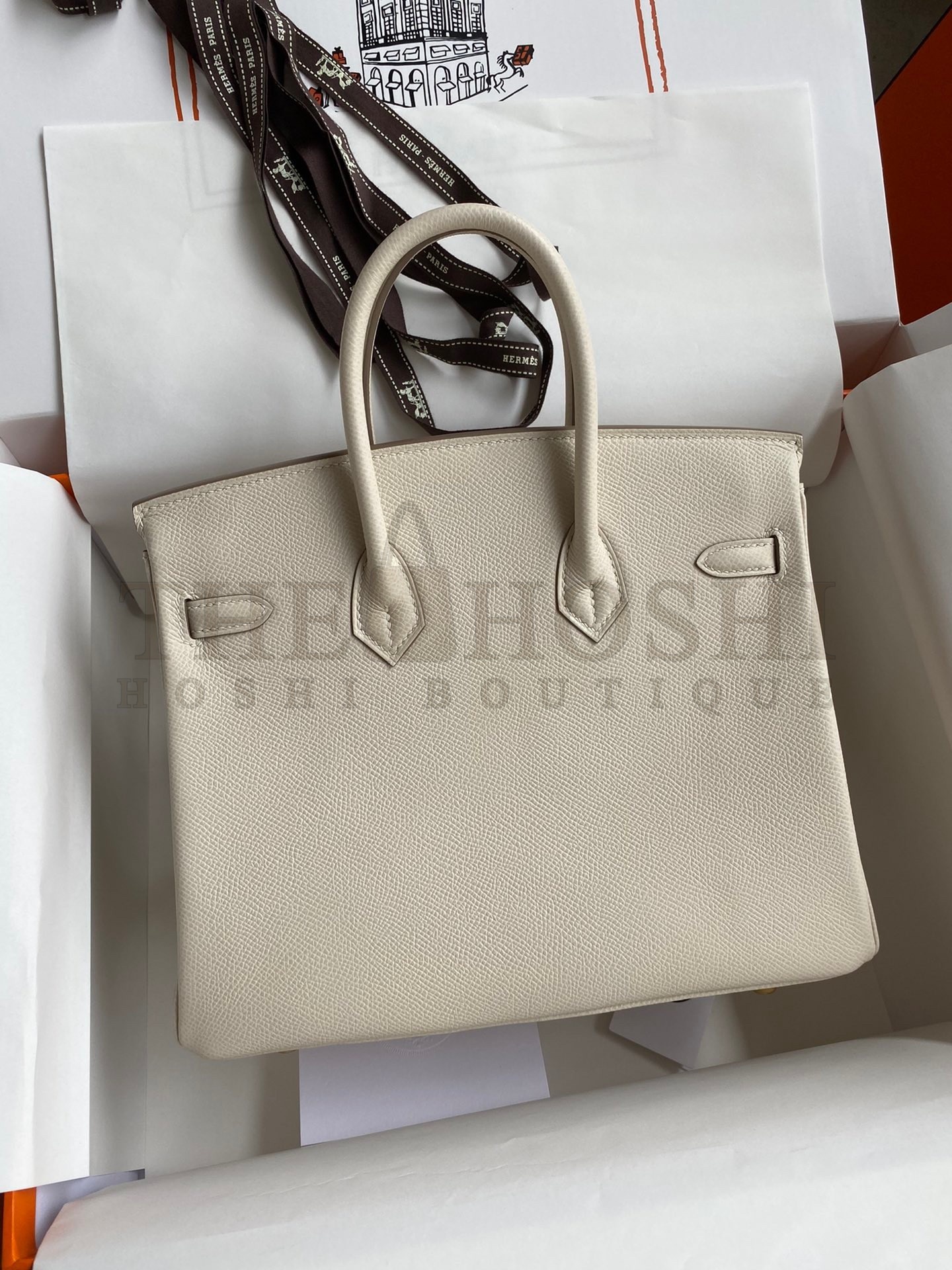 H**me5 Birkin 25 Retourne Handmade Bag In Craie Epsom Calfskin Master Quality