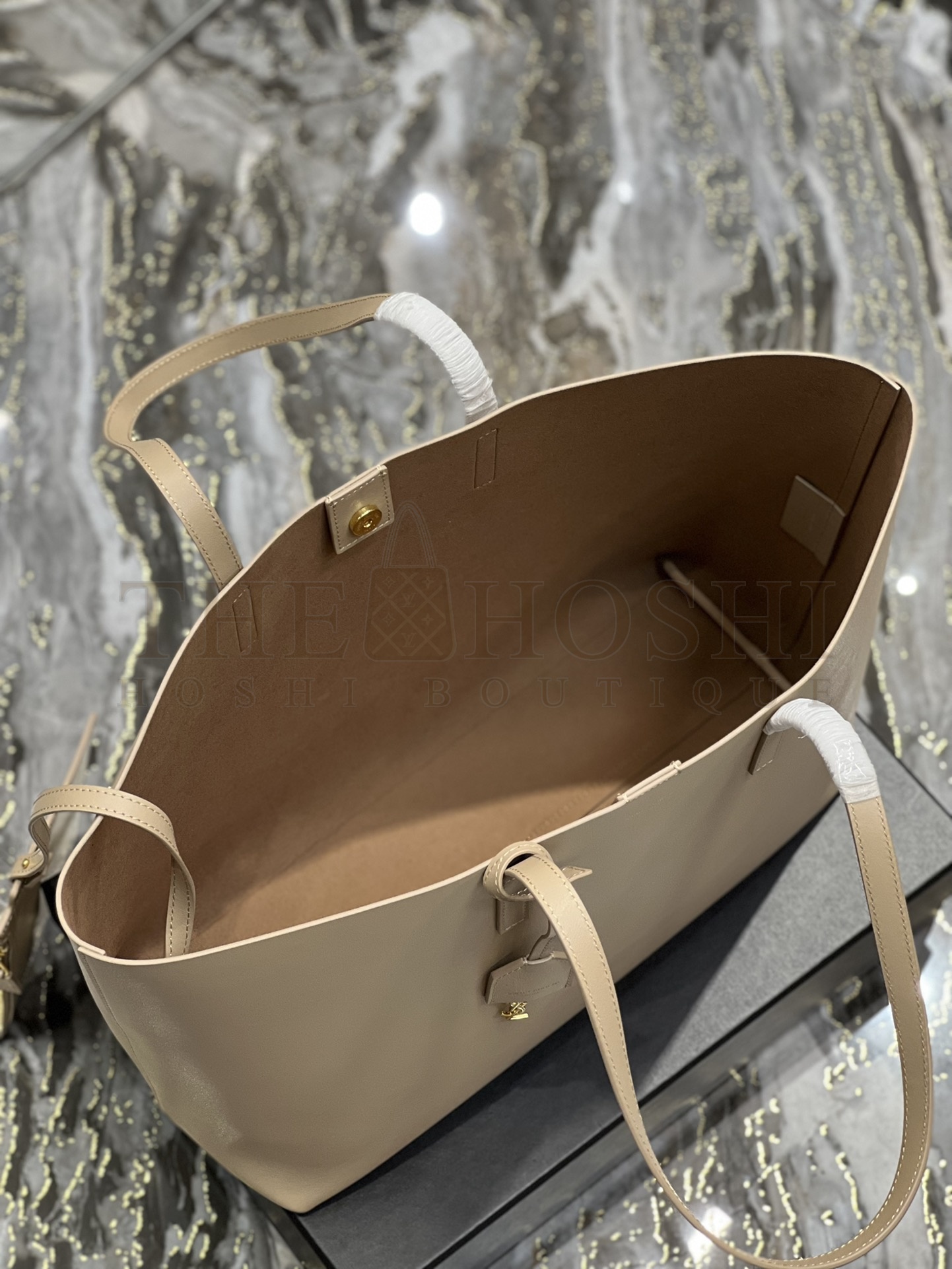 Sa1nt Lau*nt Y51 Women Shopping Sa1nt Lau*nt Tote Black Leather and light brown 38×28×13cm Master Quality