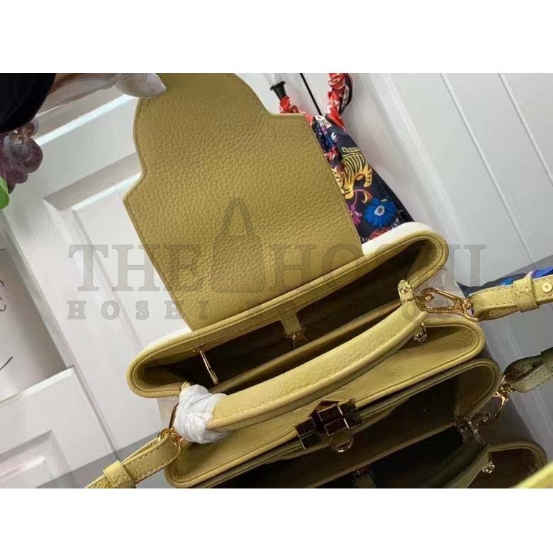 L0vis Vvtt0n LV Women Capucines BB Handbag Yellow Taurillon Leather Canvas Master Quality