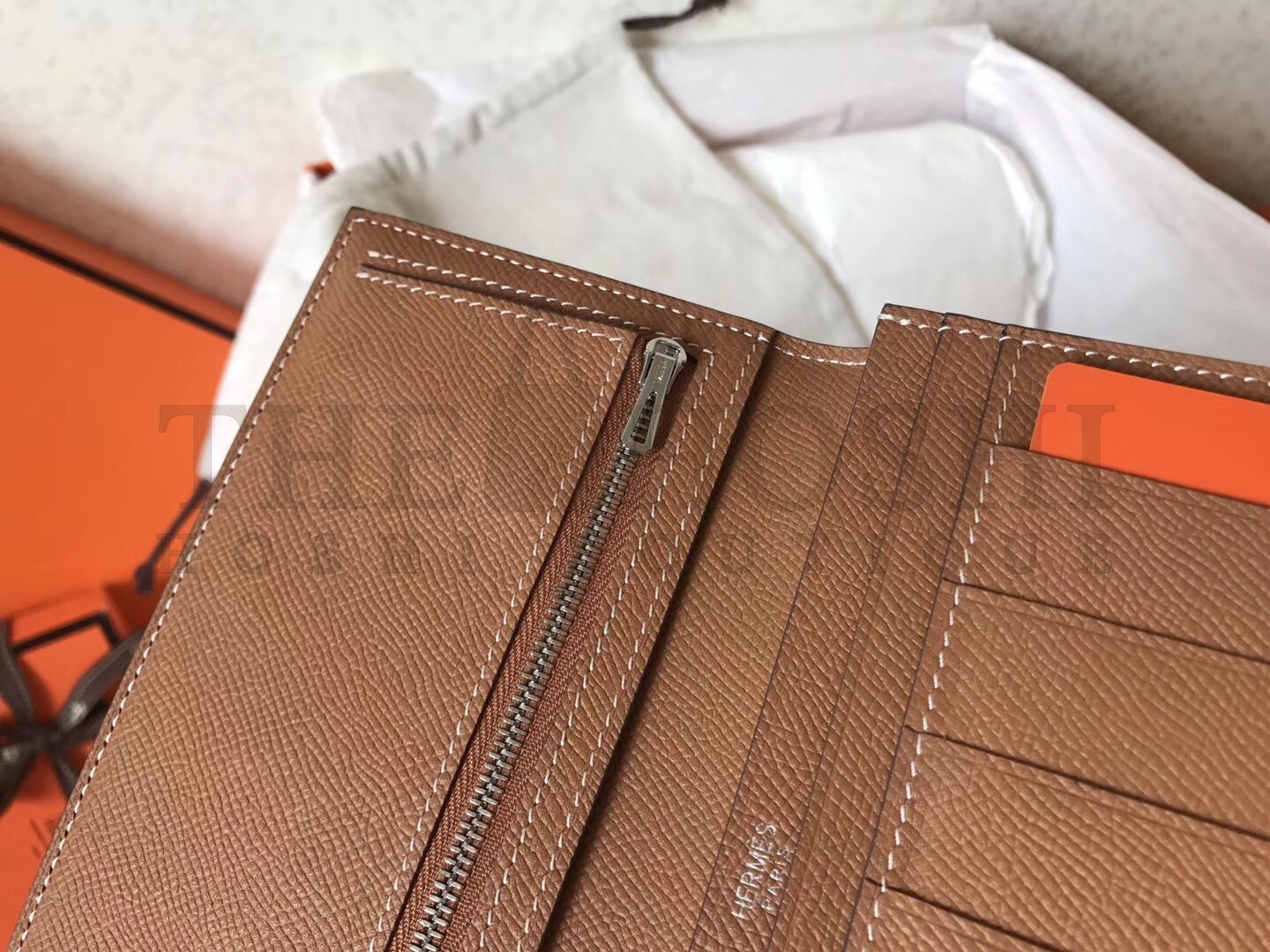 H**me5 Bi-Color Epsom Bearn Wallet Taupe/Brown Master Quality