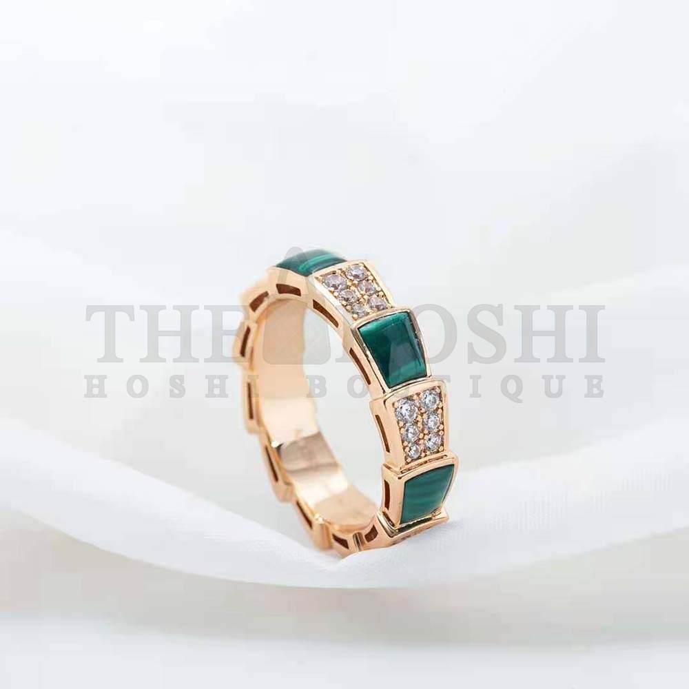 Bv1g*ai Women Serpenti Viper Band Ring in 18 KT Rose Gold-Green Master Quality