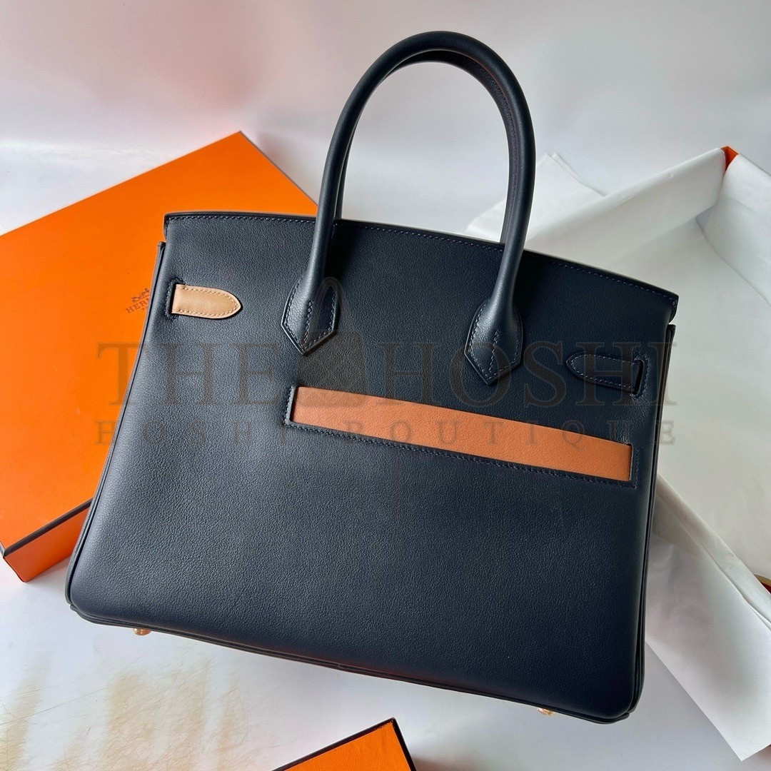 H**me5 Colormatic Birkin 30 Bag in Blue Nuit, Black and Chai Swift Leather Master Quality